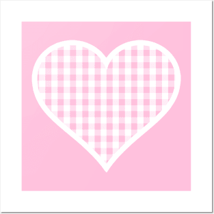 Soft Pink Gingham Heart Posters and Art